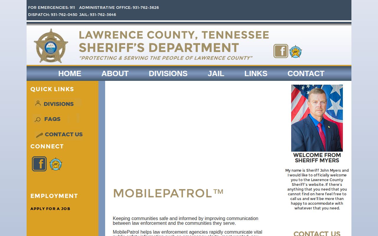 Lawrence County booking and MobilePatrol information