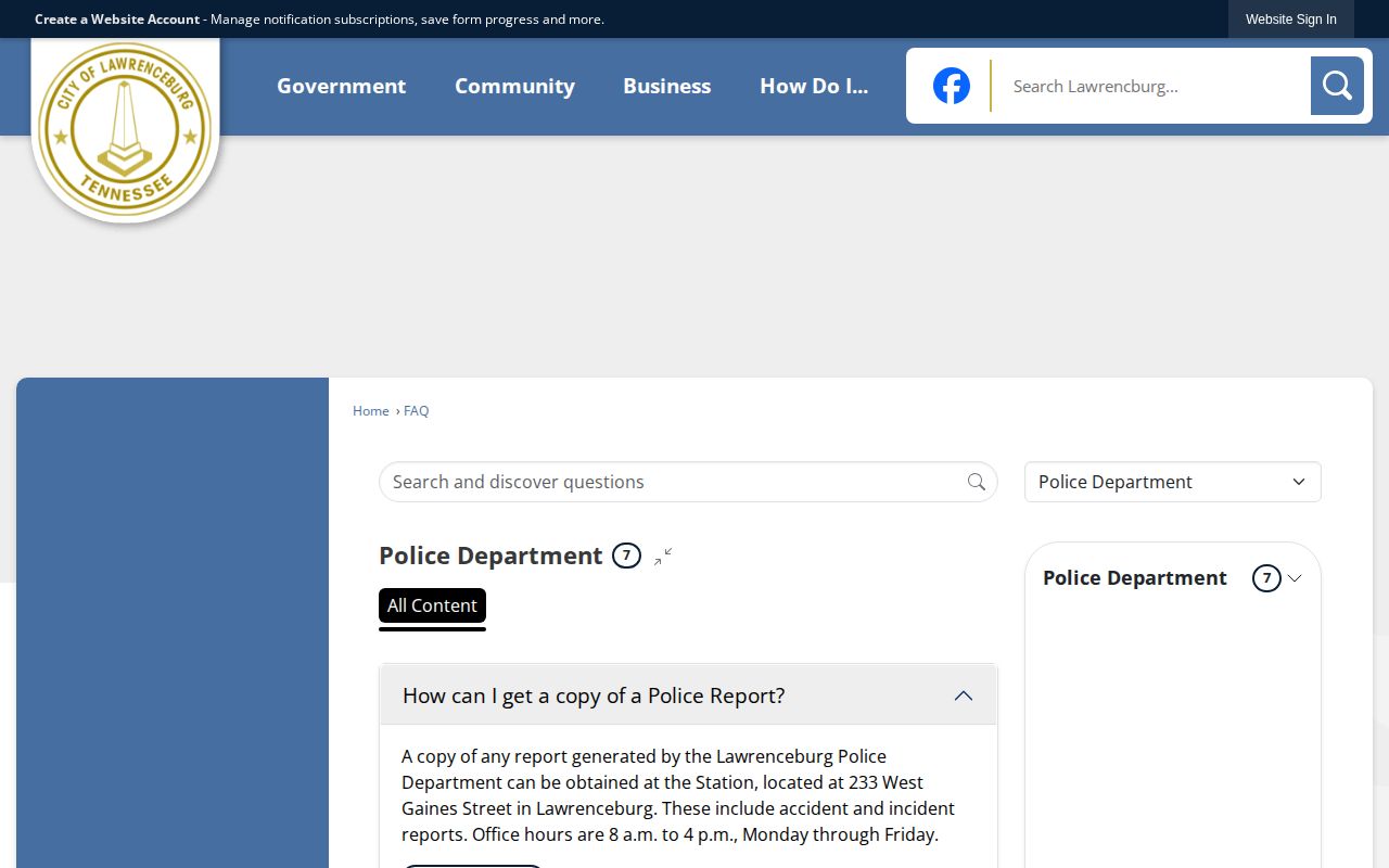Lawrenceburg arrest report copy policy