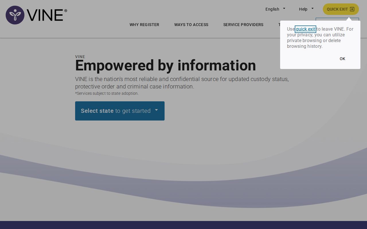VINELink Lawrence County arrest custody search interface