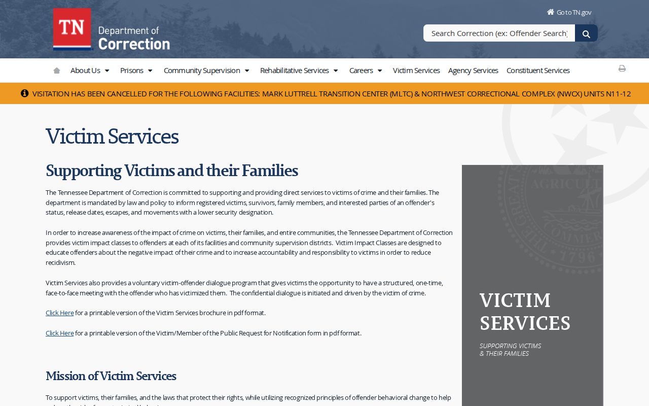 Tennessee VINELink custody alert instructions for Lawrence County