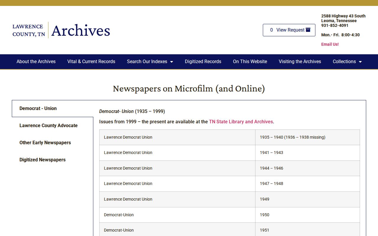 Lawrence County arrest news and newspaper archive holdings