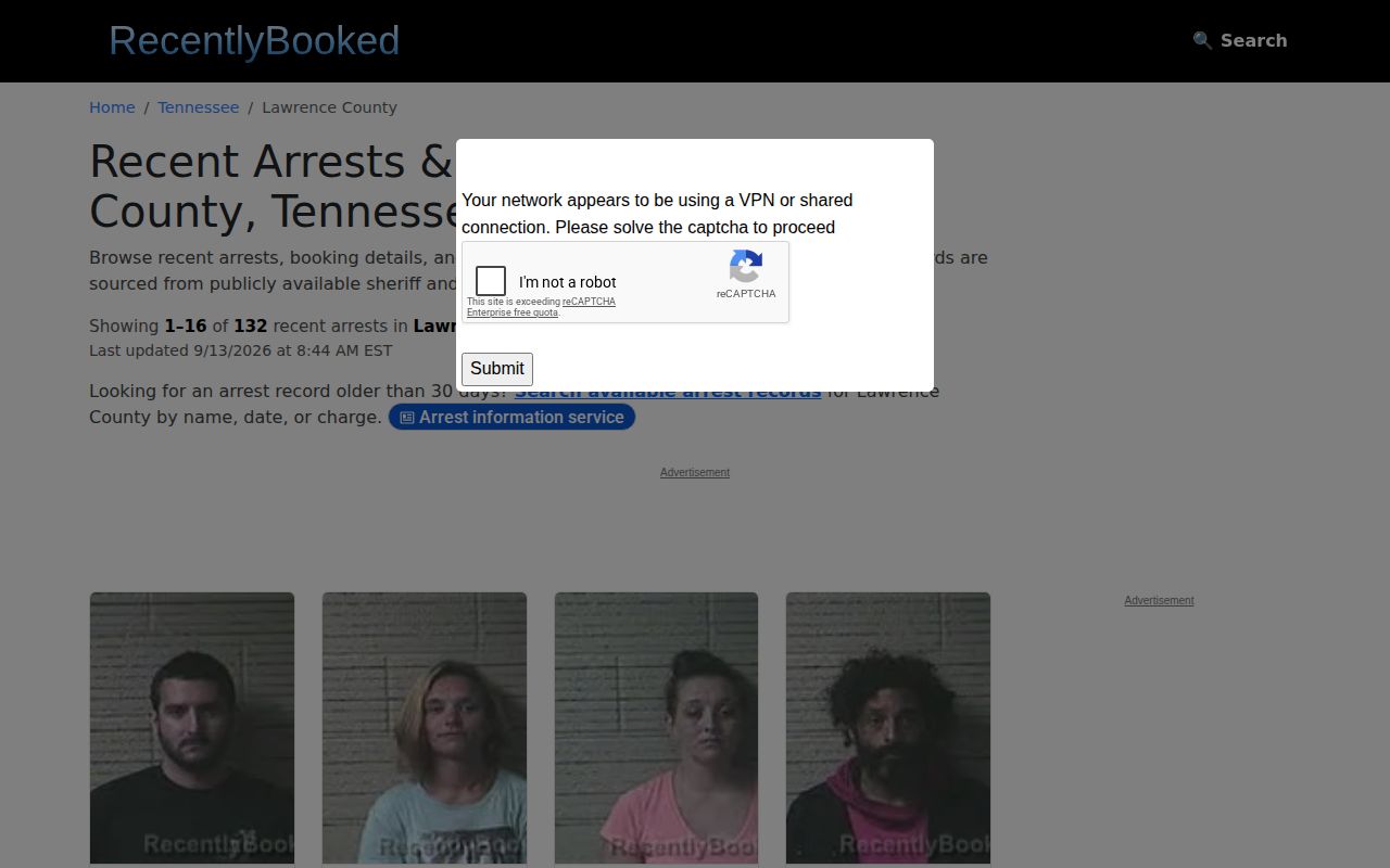 Unofficial Lawrence County arrest log source context