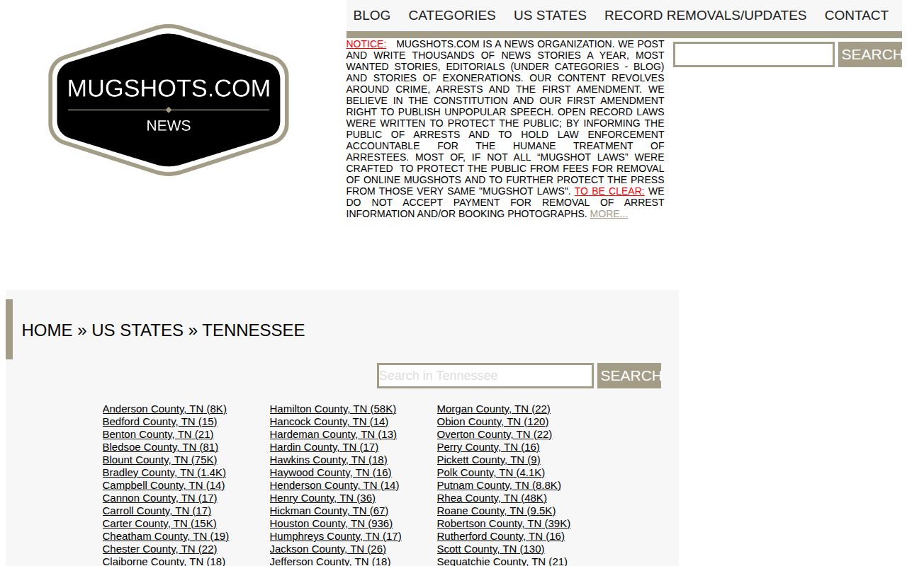 Unofficial Tennessee mugshot category for Lawrence County arrests